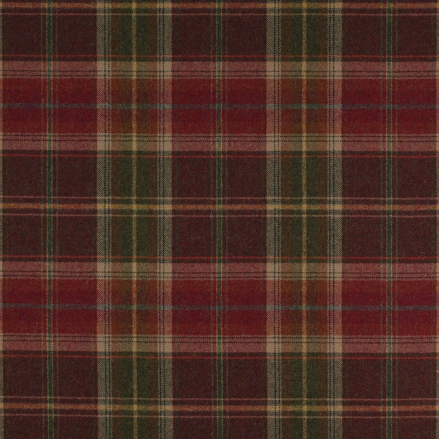 Galloway Plaid Fabric in Tomato/Sage by Colefax and Fowler