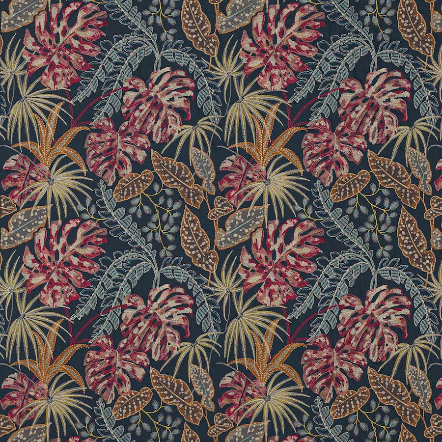 Rousseau Fabric in Navy/Red by Jane Churchill