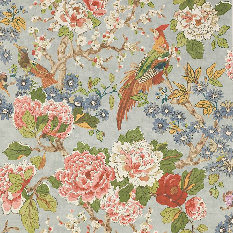 Alderney Wallpaper by Colefax and Fowler in Aqua  Jane Clayton
