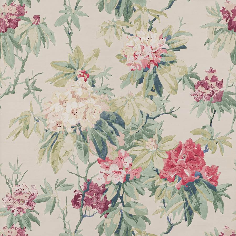 Mereworth Wallpaper in Pink/Forest by Colefax and Fowler