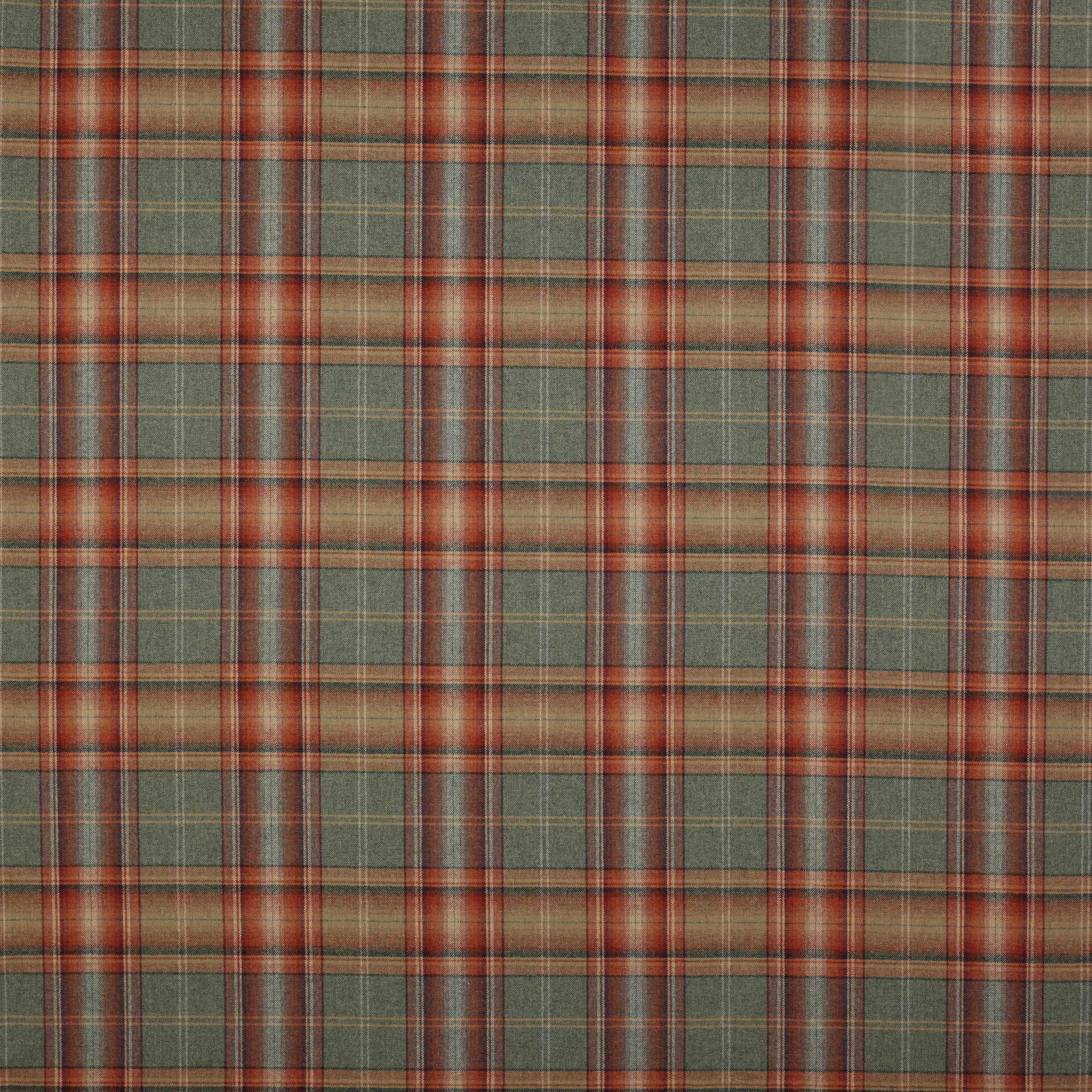 Nevis Plaid Fabric in Tomato/Green by Colefax and Fowler